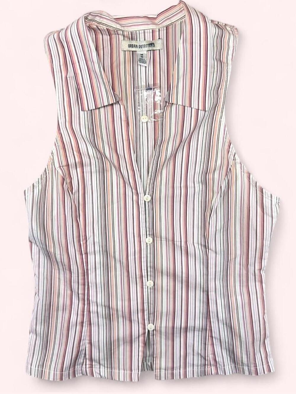 Urban Outfitters pink striped button up top